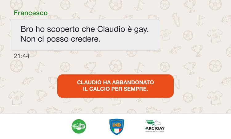 In campo contro l'omofobia. Al via la campagna in collaborazione con Arcigay, Gaynet e Supporters in campo